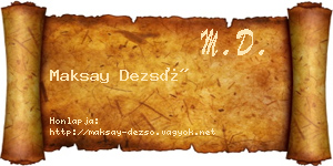 Maksay Dezső névjegykártya